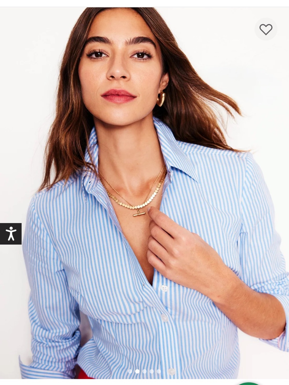 Boden Blue and White Striped Button-Up, Soft with Stretch